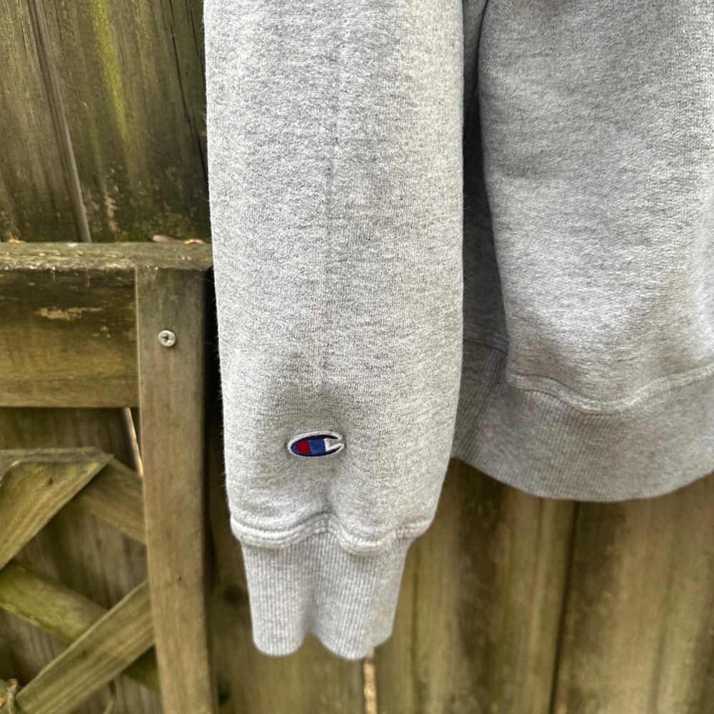 Champion Powerblend Script Logo Crewneck Sweatshirt Gray Pullover Fleece Size XL - Picture 8 of 11